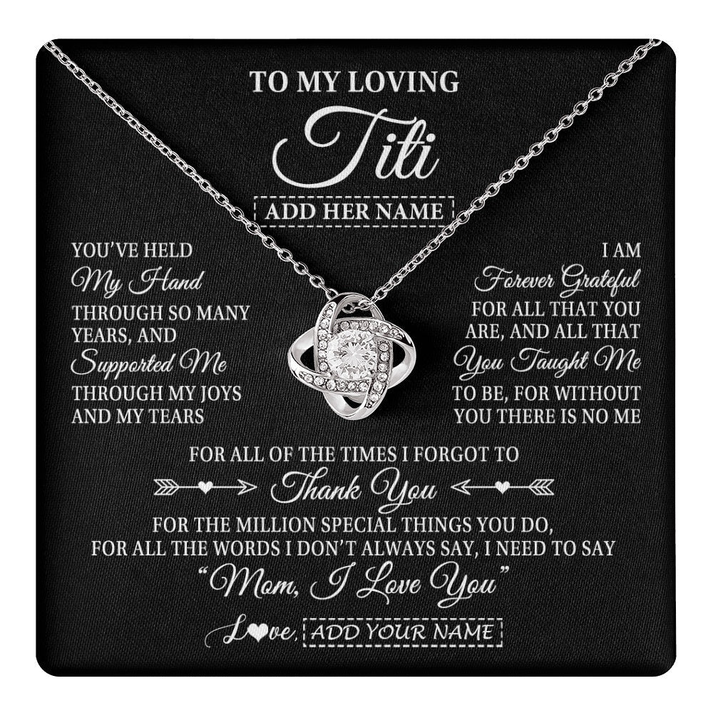 Personalized To My Loving Titi Necklace From Niece You've Help My Hand Aunt Gift From Nephew Aunt Birthday Gifts Mothers Day Custom Gift Box Message Card