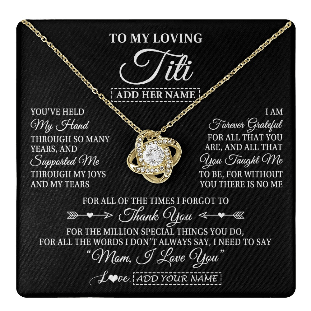 Personalized To My Loving Titi Necklace From Niece You've Help My Hand Aunt Gift From Nephew Aunt Birthday Gifts Mothers Day Custom Gift Box Message Card