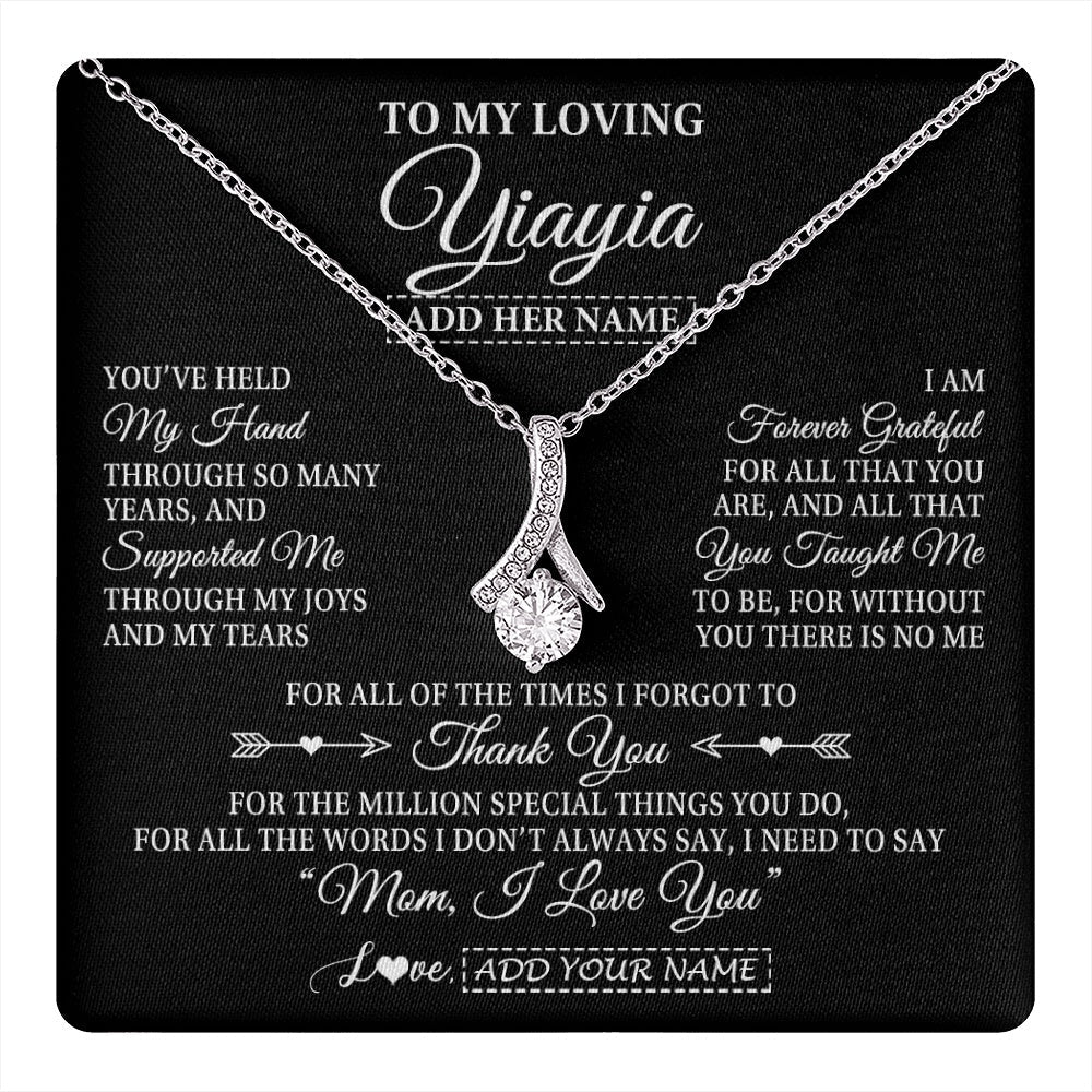 Personalized To My Loving Yiayia Necklace From Granddaughter You've Help My Hand Yiayia Gift From Grandson Yiayia Birthday Mothers Day Gift Box Message Card
