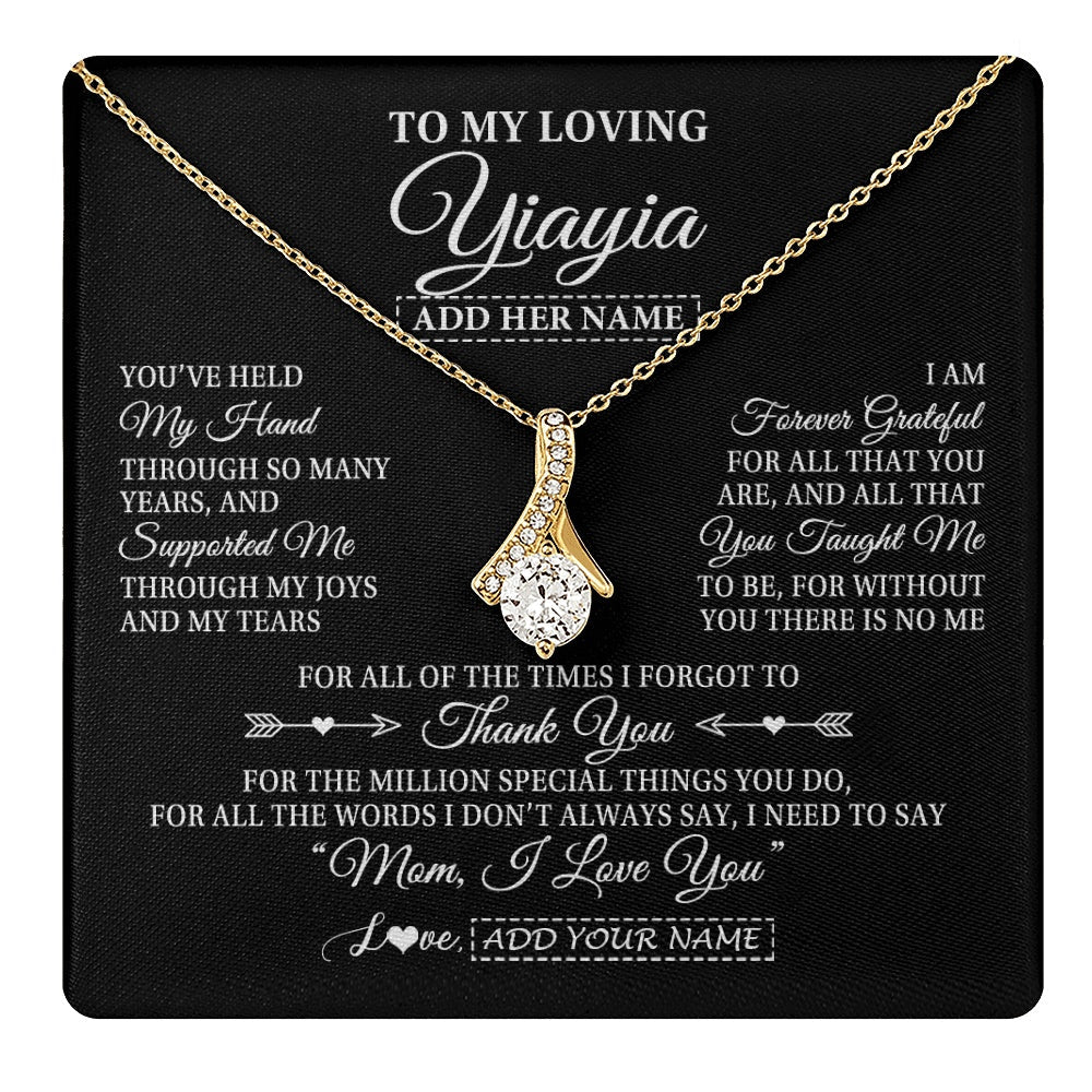 Personalized To My Loving Yiayia Necklace From Granddaughter You've Help My Hand Yiayia Gift From Grandson Yiayia Birthday Mothers Day Gift Box Message Card