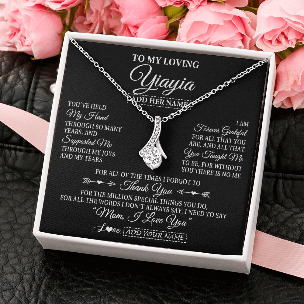 Personalized To My Loving Yiayia Necklace From Granddaughter You've Help My Hand Yiayia Gift From Grandson Yiayia Birthday Mothers Day Gift Box Message Card