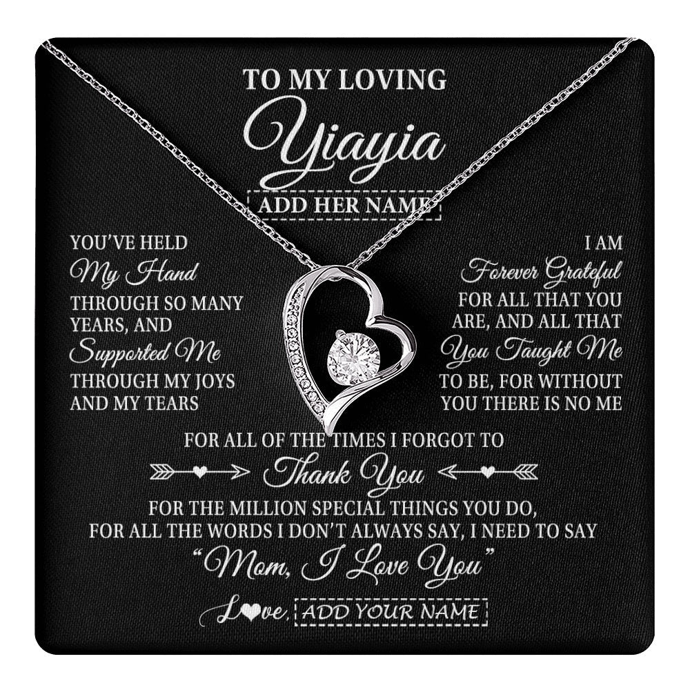 Personalized To My Loving Yiayia Necklace From Granddaughter You've Help My Hand Yiayia Gift From Grandson Yiayia Birthday Mothers Day Gift Box Message Card
