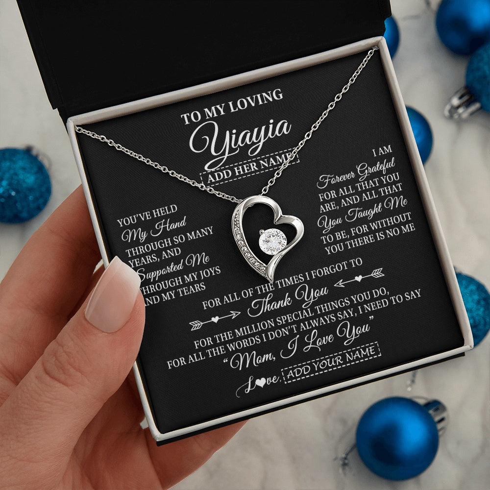 Personalized To My Loving Yiayia Necklace From Granddaughter You've Help My Hand Yiayia Gift From Grandson Yiayia Birthday Mothers Day Gift Box Message Card