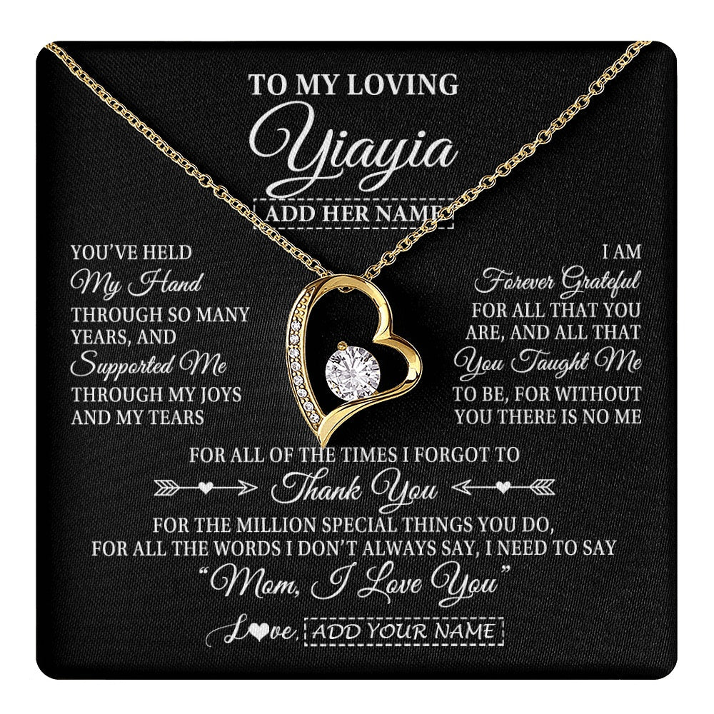 Personalized To My Loving Yiayia Necklace From Granddaughter You've Help My Hand Yiayia Gift From Grandson Yiayia Birthday Mothers Day Gift Box Message Card