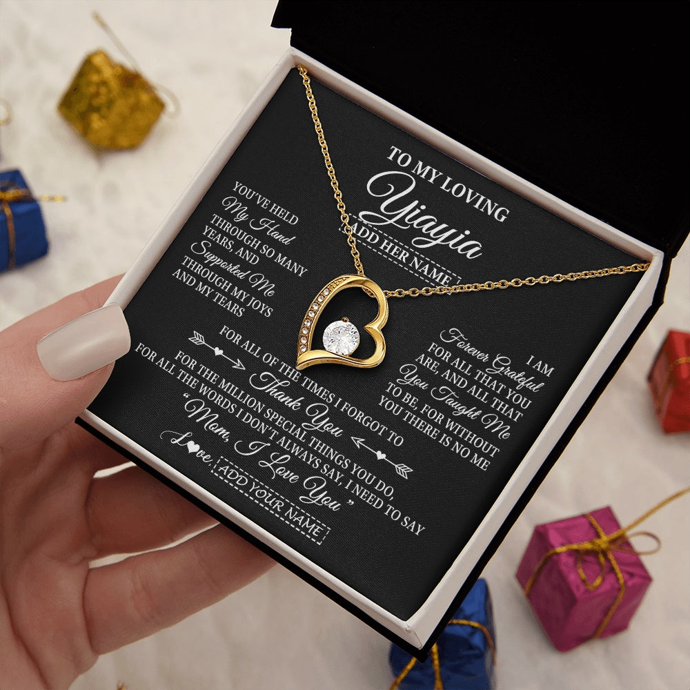 Personalized To My Loving Yiayia Necklace From Granddaughter You've Help My Hand Yiayia Gift From Grandson Yiayia Birthday Mothers Day Gift Box Message Card