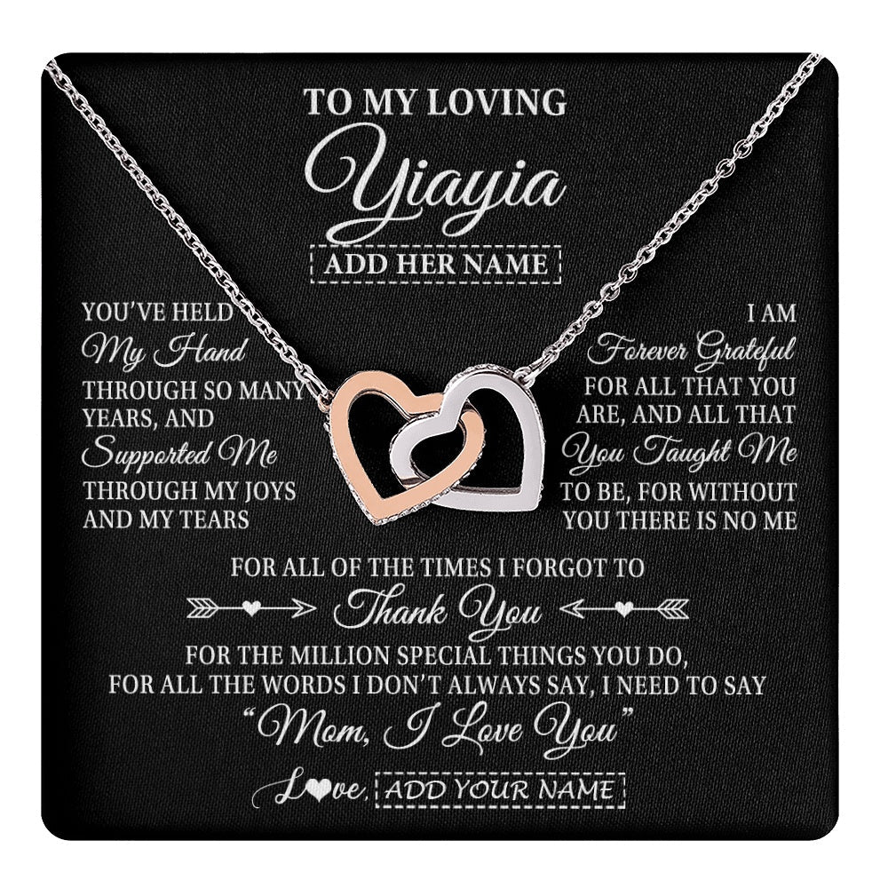 Personalized To My Loving Yiayia Necklace From Granddaughter You've Help My Hand Yiayia Gift From Grandson Yiayia Birthday Mothers Day Gift Box Message Card