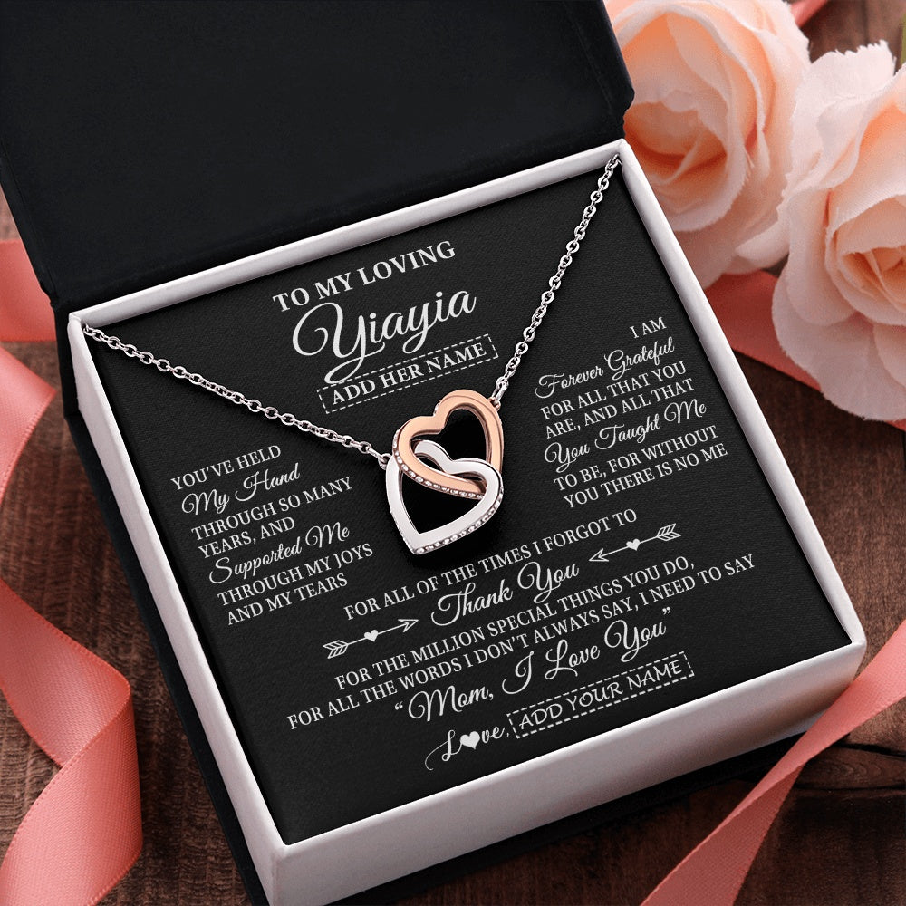 Personalized To My Loving Yiayia Necklace From Granddaughter You've Help My Hand Yiayia Gift From Grandson Yiayia Birthday Mothers Day Gift Box Message Card