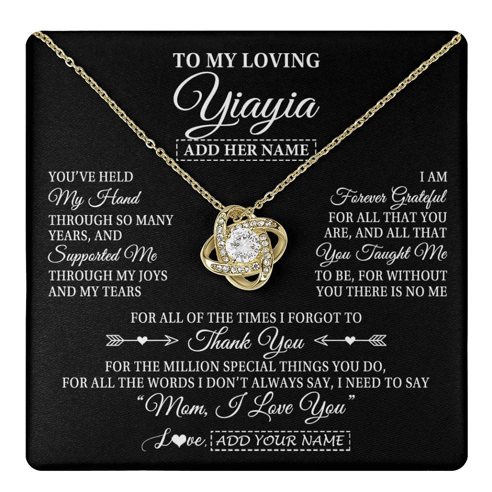Personalized To My Loving Yiayia Necklace From Granddaughter You've Help My Hand Yiayia Gift From Grandson Yiayia Birthday Mothers Day Gift Box Message Card