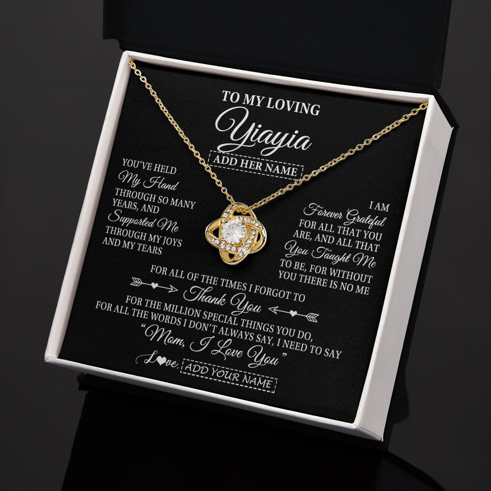 Personalized To My Loving Yiayia Necklace From Granddaughter You've Help My Hand Yiayia Gift From Grandson Yiayia Birthday Mothers Day Gift Box Message Card