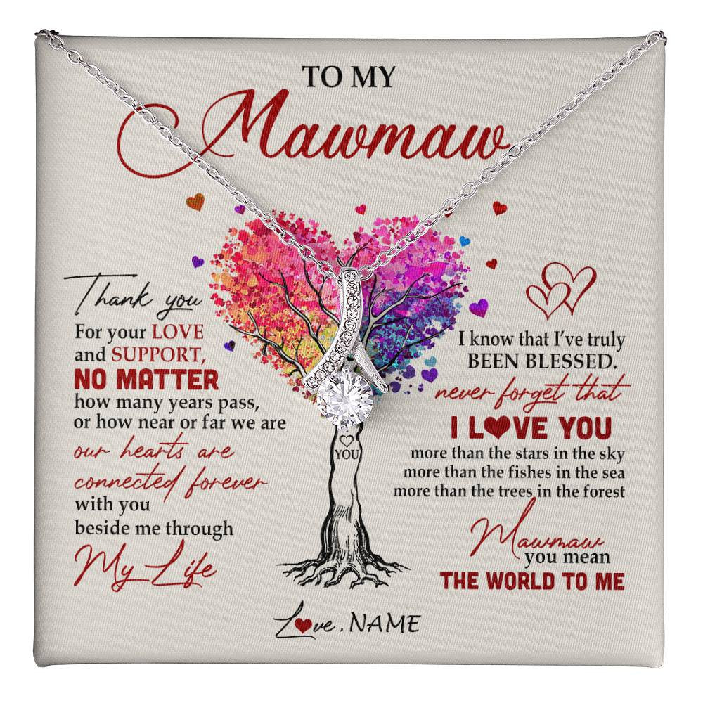 Personalized To My Mawmaw Necklace From Grandkids Never Forget That I Love You You Mean The World Mawmaw Birthday Mothers Day Customized Gift Box Message Card