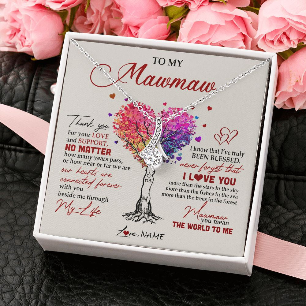 Personalized To My Mawmaw Necklace From Grandkids Never Forget That I Love You You Mean The World Mawmaw Birthday Mothers Day Customized Gift Box Message Card