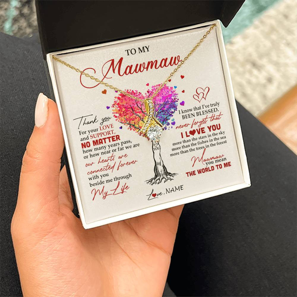 Personalized To My Mawmaw Necklace From Grandkids Never Forget That I Love You You Mean The World Mawmaw Birthday Mothers Day Customized Gift Box Message Card
