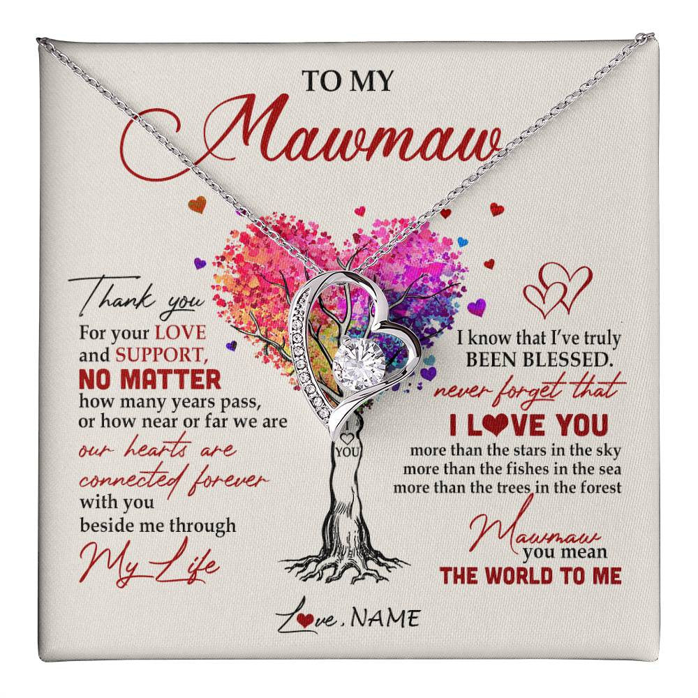 Personalized To My Mawmaw Necklace From Grandkids Never Forget That I Love You You Mean The World Mawmaw Birthday Mothers Day Customized Gift Box Message Card