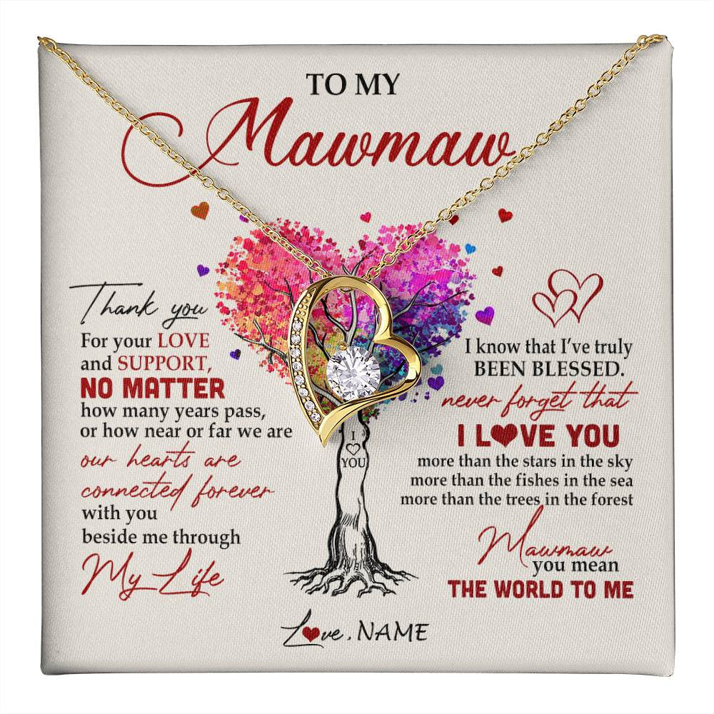 Personalized To My Mawmaw Necklace From Grandkids Never Forget That I Love You You Mean The World Mawmaw Birthday Mothers Day Customized Gift Box Message Card