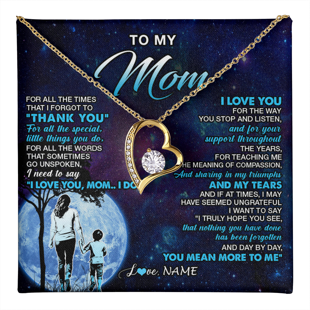 Personalized To My Mom Necklace From Son Thank You Day By Day Mom Birthday Gifts Mothers Day Christmas Customized Gift Box Message Card