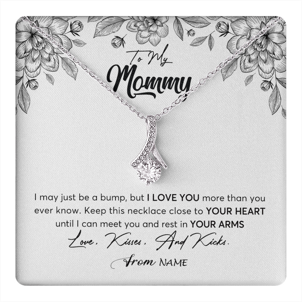 Personalized To My Mommy Necklace Baby Bump Expecting Mom First Time Mom Pregnancy Pregnant New Mom Mother To Be Mothers Day Customized Gift Box Message Card