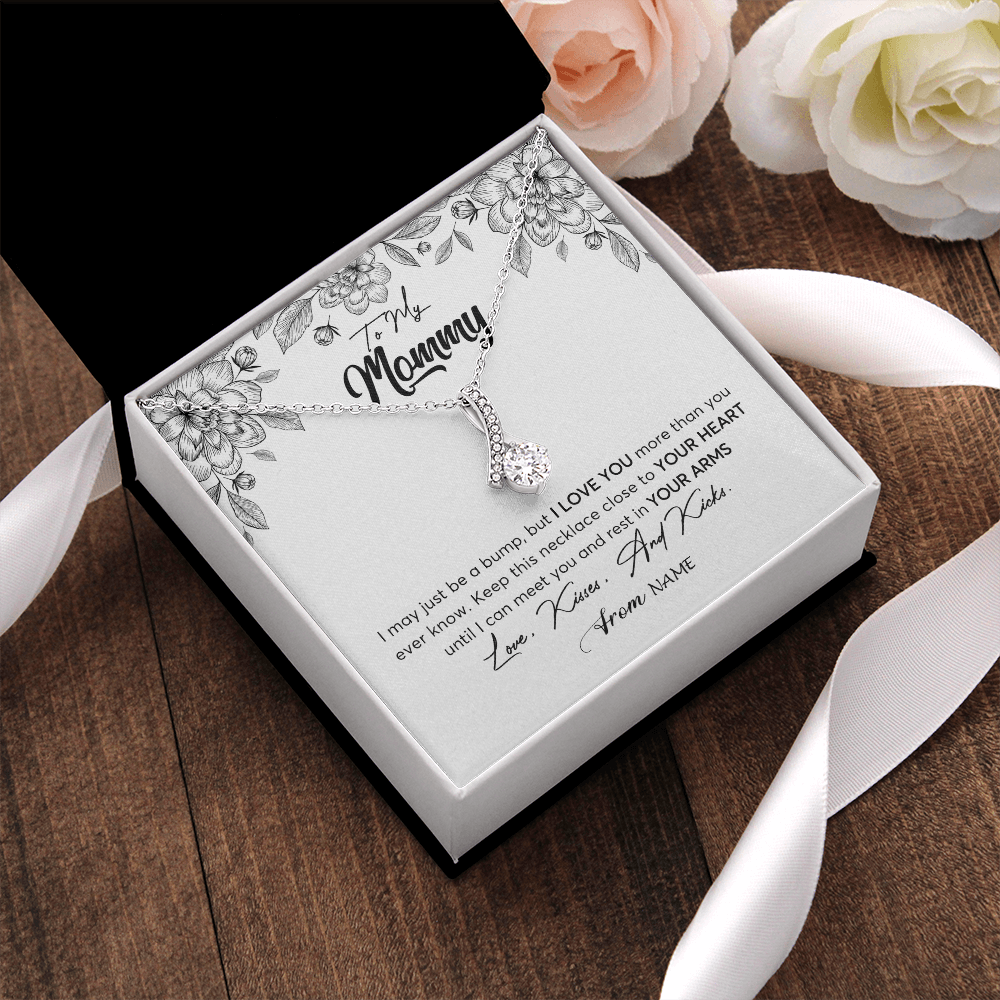 Personalized To My Mommy Necklace Baby Bump Expecting Mom First Time Mom Pregnancy Pregnant New Mom Mother To Be Mothers Day Customized Gift Box Message Card