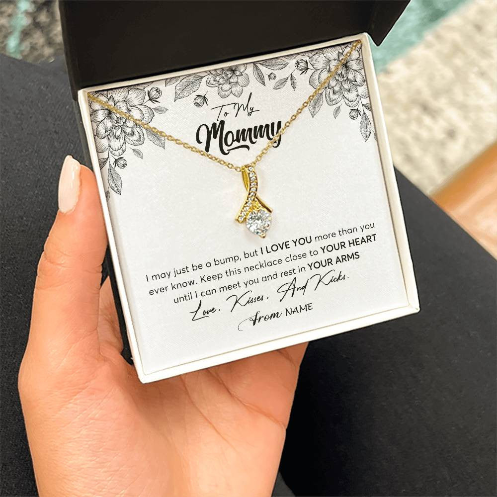 Personalized To My Mommy Necklace Baby Bump Expecting Mom First Time Mom Pregnancy Pregnant New Mom Mother To Be Mothers Day Customized Gift Box Message Card