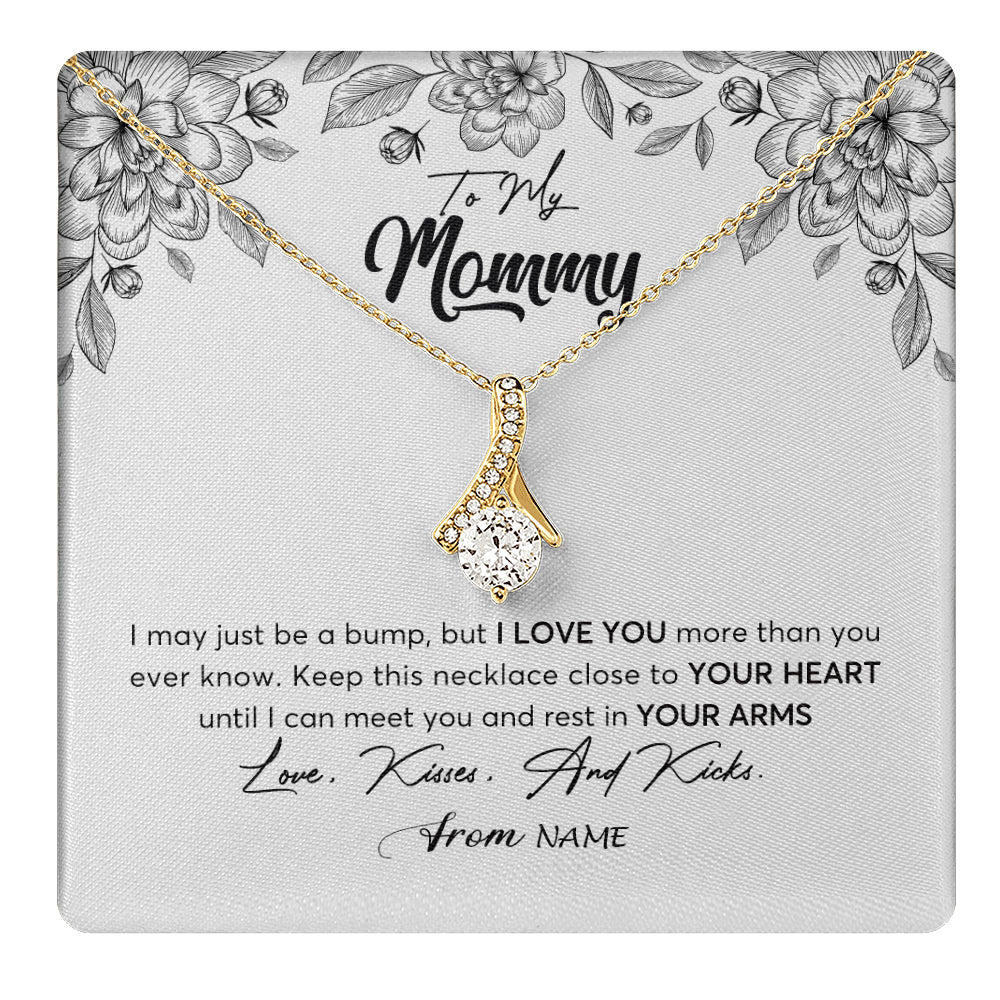 Personalized To My Mommy Necklace Baby Bump Expecting Mom First Time Mom Pregnancy Pregnant New Mom Mother To Be Mothers Day Customized Gift Box Message Card