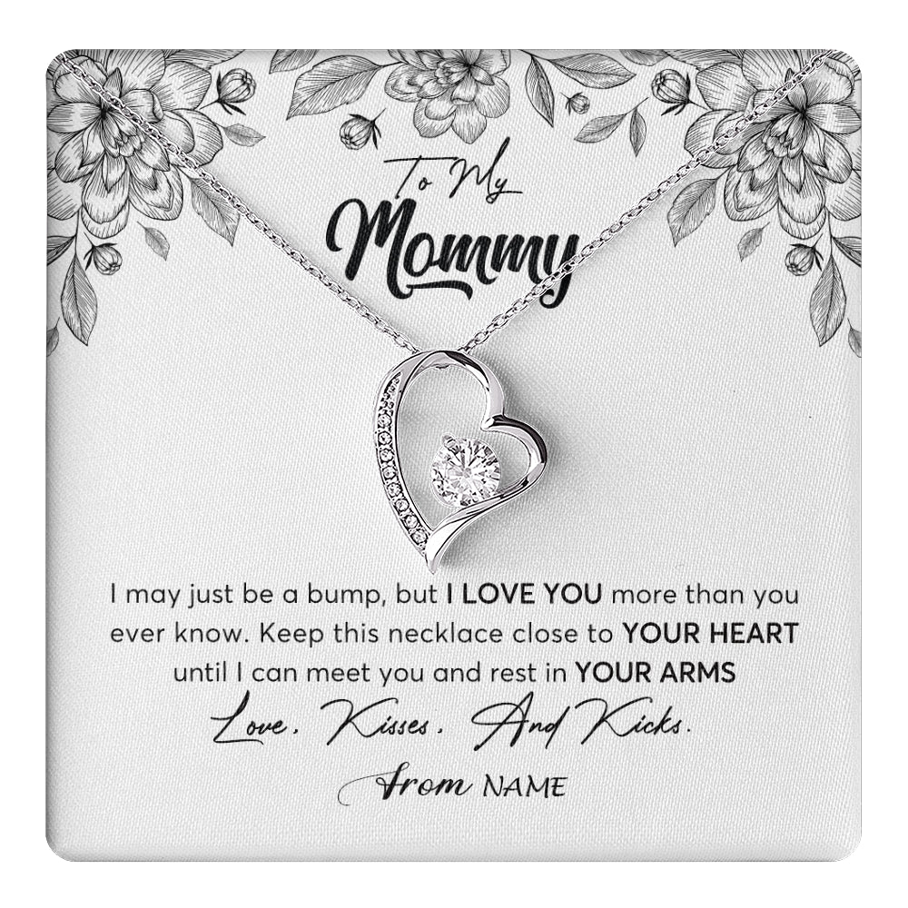 Personalized To My Mommy Necklace Baby Bump Expecting Mom First Time Mom Pregnancy Pregnant New Mom Mother To Be Mothers Day Customized Gift Box Message Card