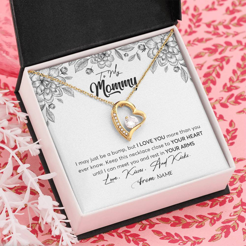 Personalized To My Mommy Necklace Baby Bump Expecting Mom First Time Mom Pregnancy Pregnant New Mom Mother To Be Mothers Day Customized Gift Box Message Card