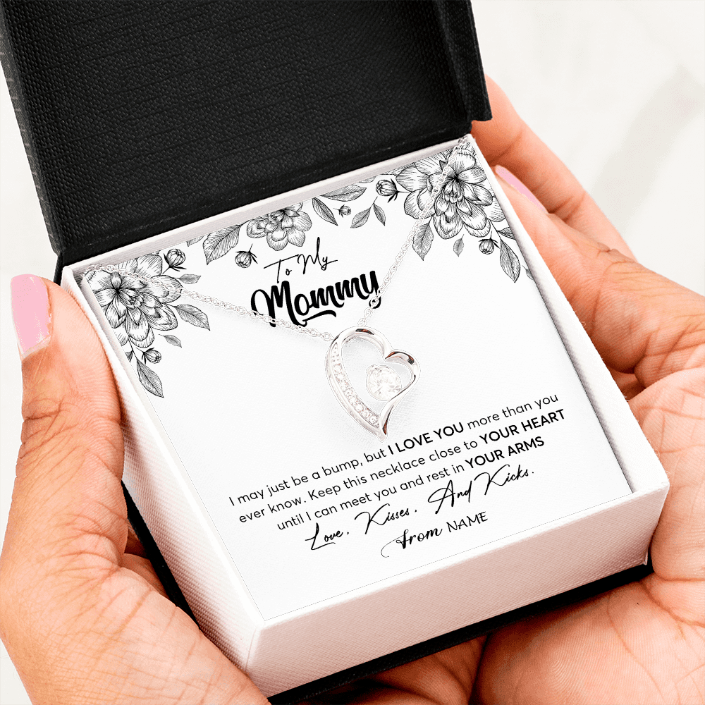 Personalized To My Mommy Necklace Baby Bump Expecting Mom First Time Mom Pregnancy Pregnant New Mom Mother To Be Mothers Day Customized Gift Box Message Card