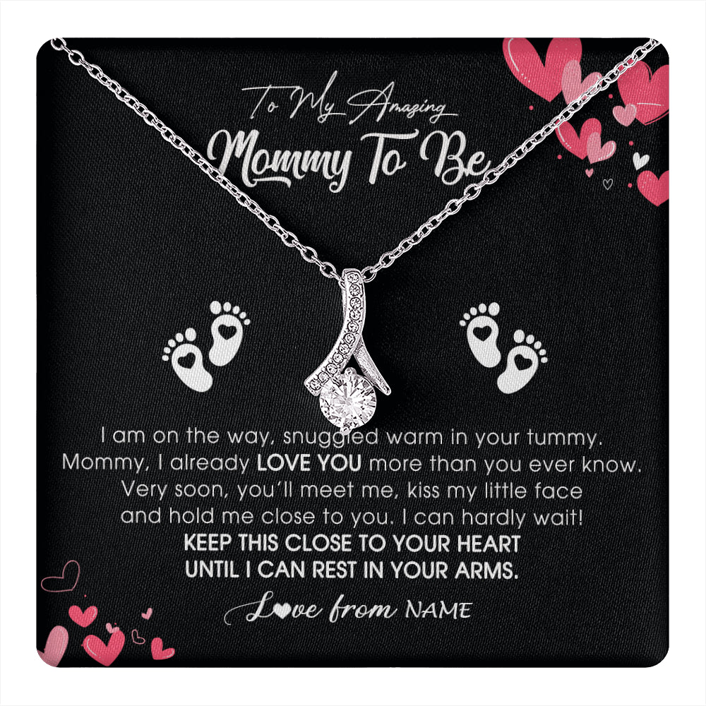 Personalized To My Mommy To Be Necklace Never ending From Baby Bump For First Time Mom Pregnant Happy 1st Mothers Day Jewelry Customized Gift Box Message Card
