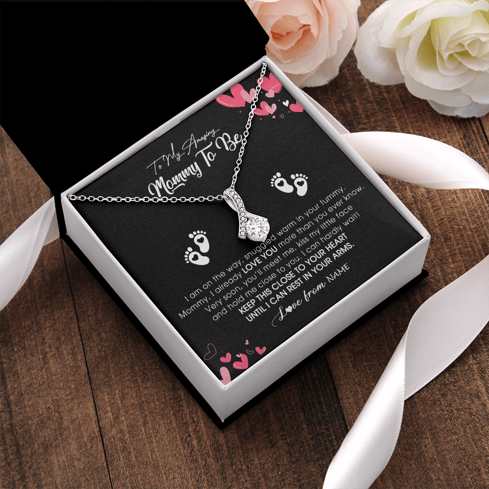 Personalized To My Mommy To Be Necklace Never ending From Baby Bump For First Time Mom Pregnant Happy 1st Mothers Day Jewelry Customized Gift Box Message Card