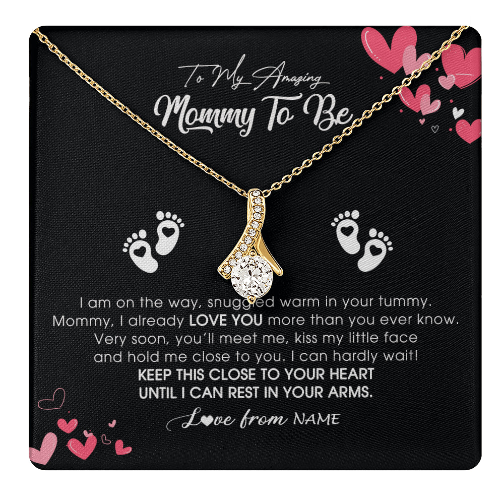 Personalized To My Mommy To Be Necklace Never ending From Baby Bump For First Time Mom Pregnant Happy 1st Mothers Day Jewelry Customized Gift Box Message Card