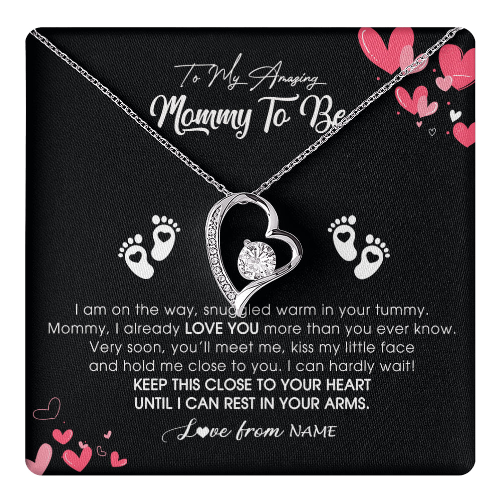 Personalized To My Mommy To Be Necklace Never ending From Baby Bump For First Time Mom Pregnant Happy 1st Mothers Day Jewelry Customized Gift Box Message Card