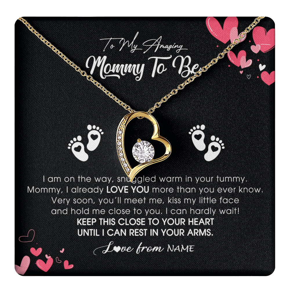 Personalized To My Mommy To Be Necklace Never ending From Baby Bump For First Time Mom Pregnant Happy 1st Mothers Day Jewelry Customized Gift Box Message Card