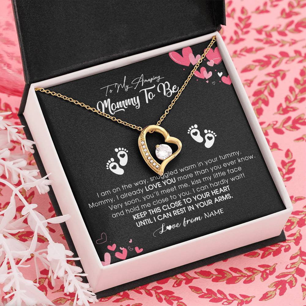 Personalized To My Mommy To Be Necklace Never ending From Baby Bump For First Time Mom Pregnant Happy 1st Mothers Day Jewelry Customized Gift Box Message Card