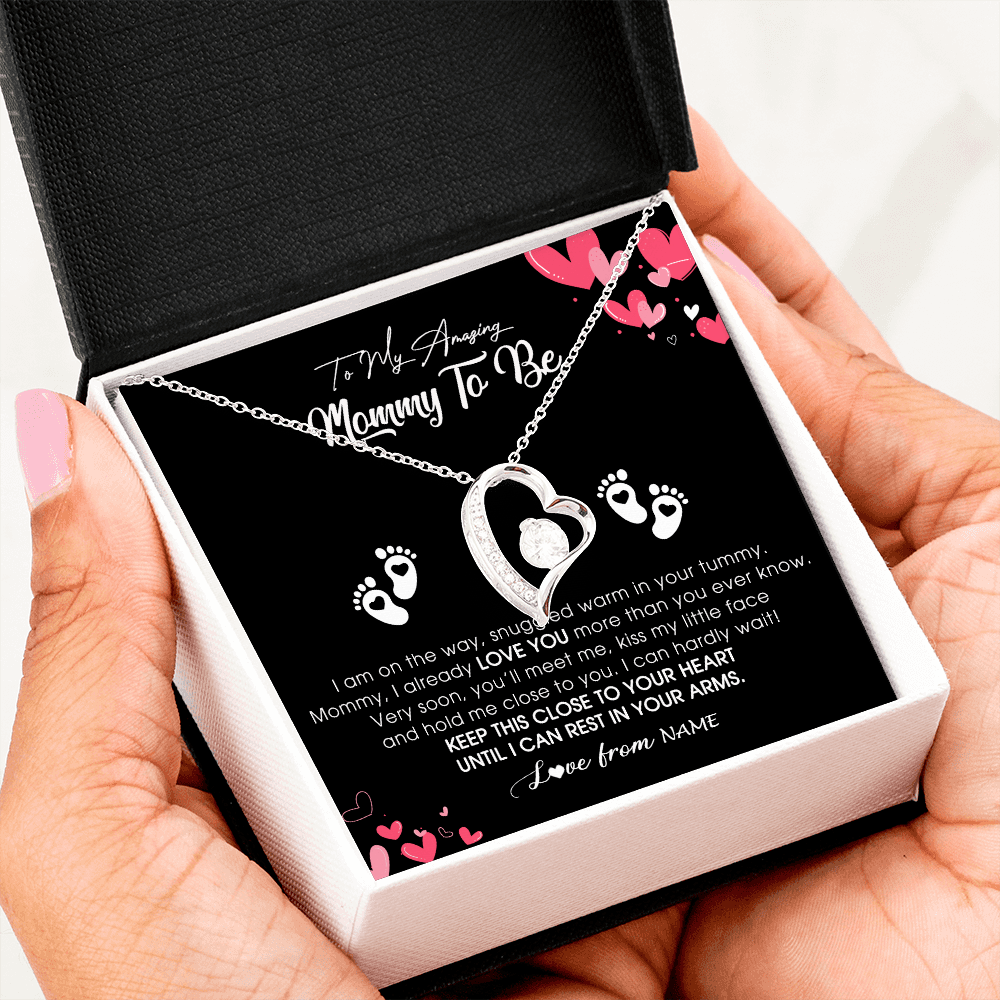 Personalized To My Mommy To Be Necklace Never ending From Baby Bump For First Time Mom Pregnant Happy 1st Mothers Day Jewelry Customized Gift Box Message Card
