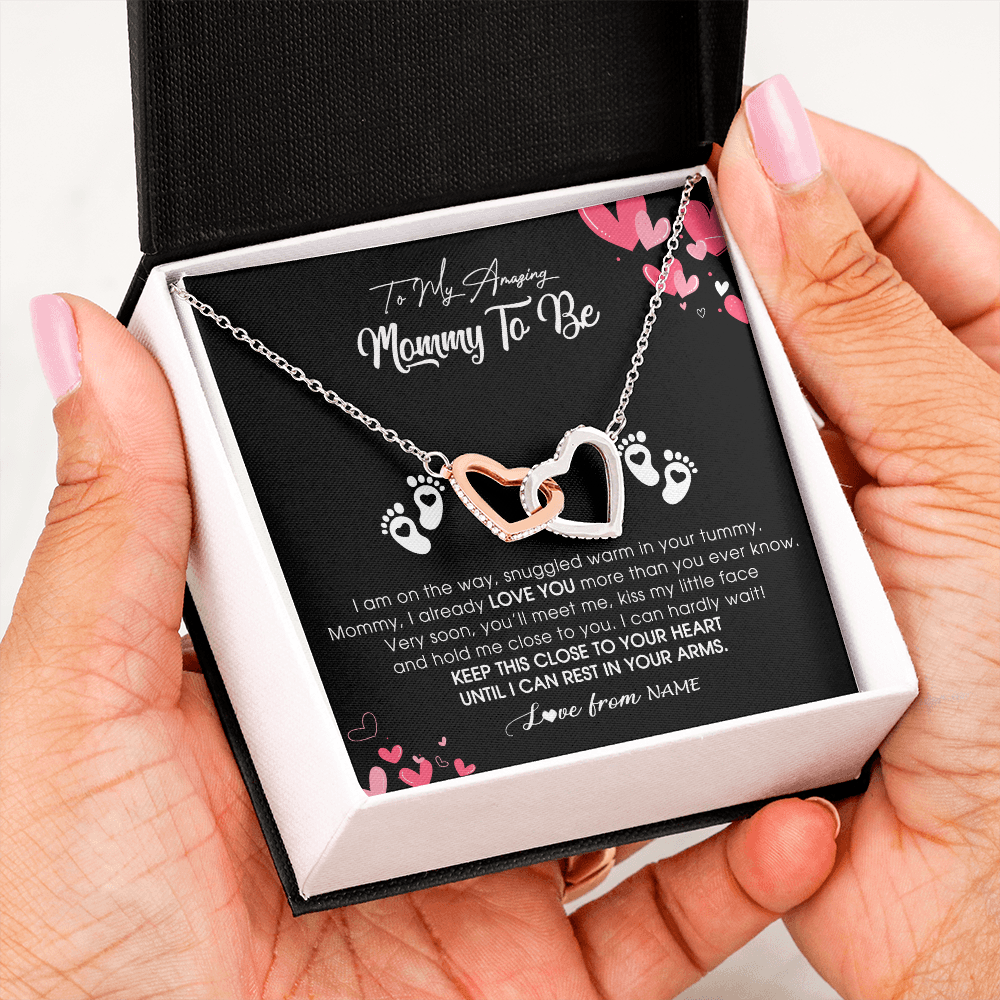 Personalized To My Mommy To Be Necklace Never ending From Baby Bump For First Time Mom Pregnant Happy 1st Mothers Day Jewelry Customized Gift Box Message Card