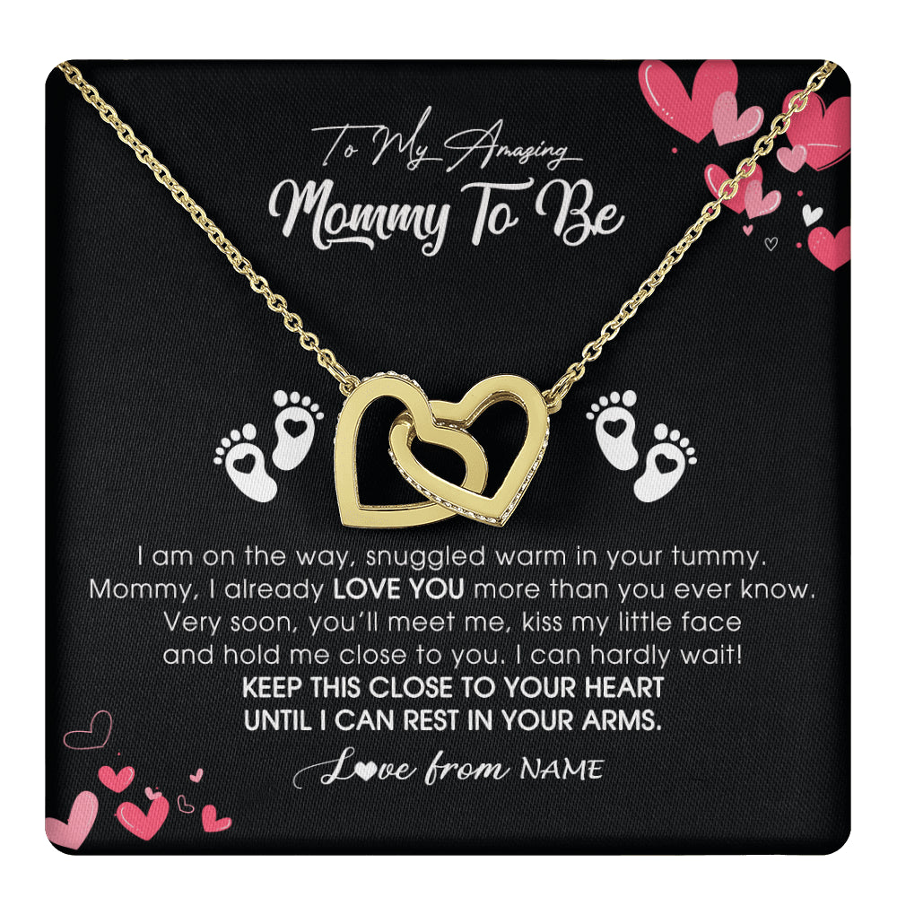 Personalized To My Mommy To Be Necklace Never ending From Baby Bump For First Time Mom Pregnant Happy 1st Mothers Day Jewelry Customized Gift Box Message Card