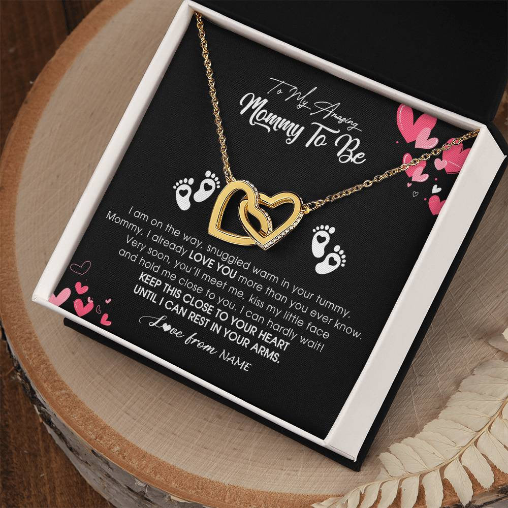 Personalized To My Mommy To Be Necklace Never ending From Baby Bump For First Time Mom Pregnant Happy 1st Mothers Day Jewelry Customized Gift Box Message Card