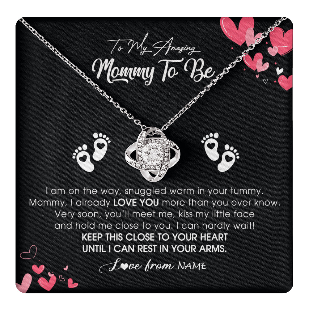 Personalized To My Mommy To Be Necklace Never ending From Baby Bump For First Time Mom Pregnant Happy 1st Mothers Day Jewelry Customized Gift Box Message Card