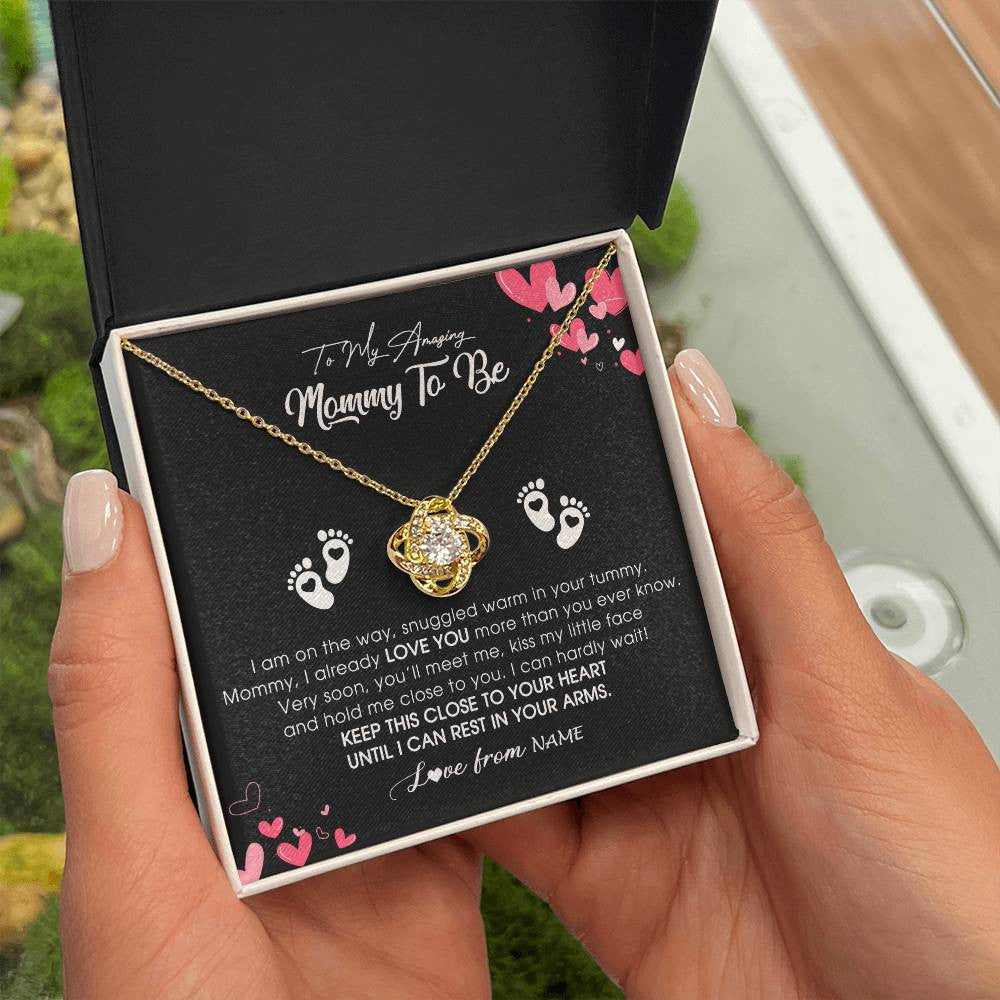 Personalized To My Mommy To Be Necklace Never ending From Baby Bump For First Time Mom Pregnant Happy 1st Mothers Day Jewelry Customized Gift Box Message Card