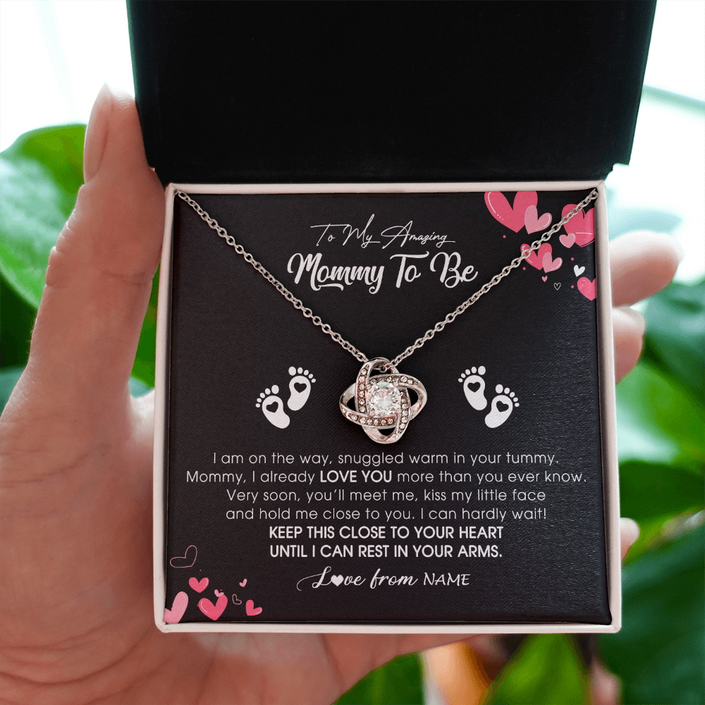 Personalized To My Mommy To Be Necklace Never ending From Baby Bump For First Time Mom Pregnant Happy 1st Mothers Day Jewelry Customized Gift Box Message Card