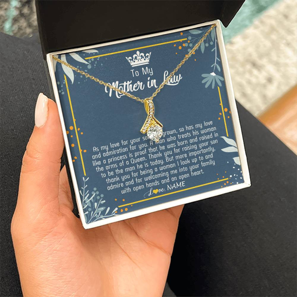 Personalized To My Mother In Law Necklace As My Love For Your Son Mother's Day Husband's Mom Birthday Anniversary Christmas Customized Gift Box Message Card