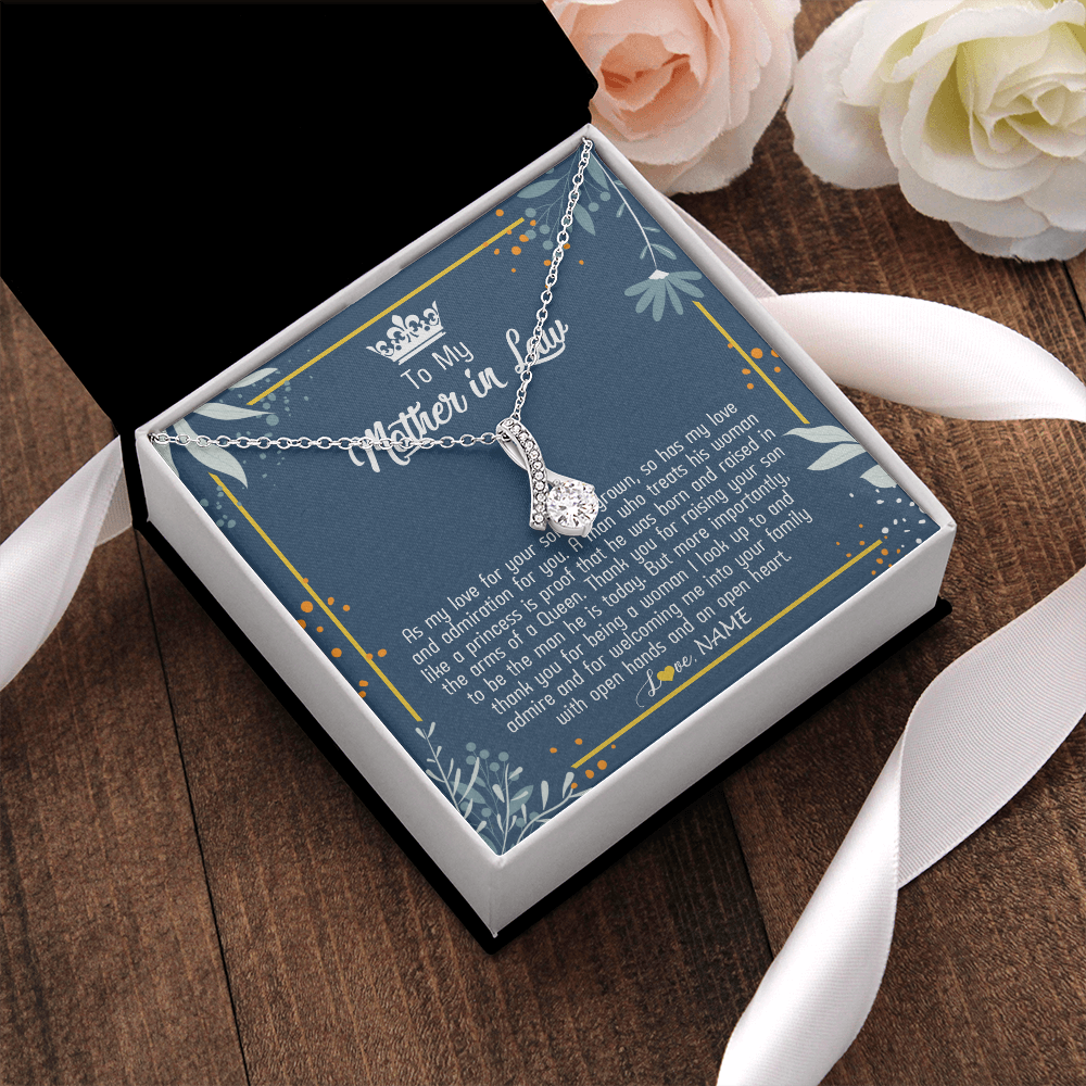 Personalized To My Mother In Law Necklace As My Love For Your Son Mother's Day Husband's Mom Birthday Anniversary Christmas Customized Gift Box Message Card