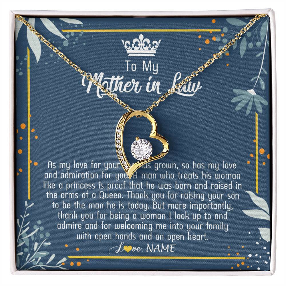 Personalized To My Mother In Law Necklace As My Love For Your Son Mother's Day Husband's Mom Birthday Anniversary Christmas Customized Gift Box Message Card
