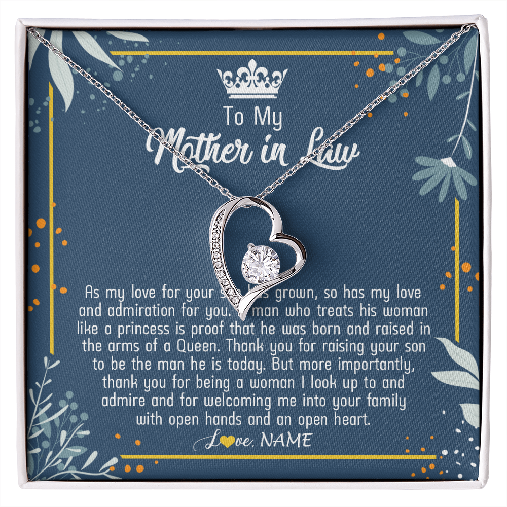 Personalized To My Mother In Law Necklace As My Love For Your Son Mother's Day Husband's Mom Birthday Anniversary Christmas Customized Gift Box Message Card