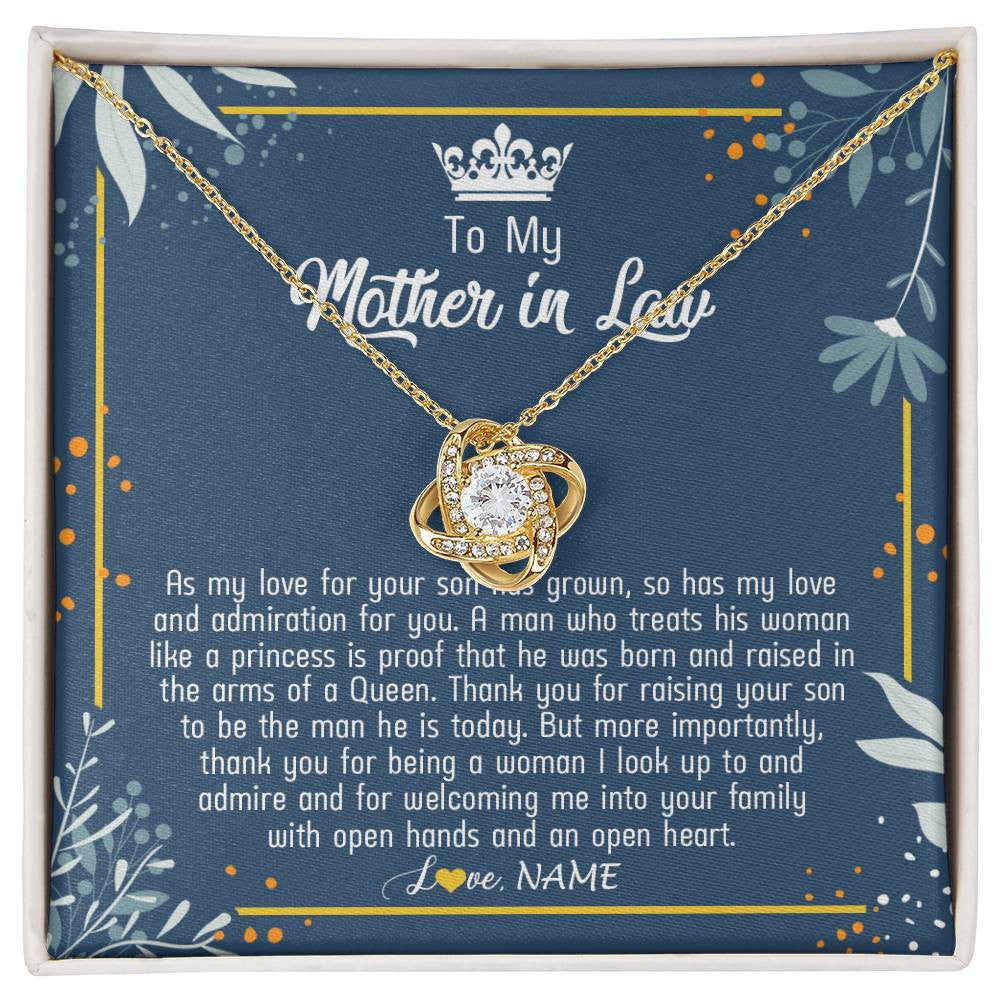 Personalized To My Mother In Law Necklace As My Love For Your Son Mother's Day Husband's Mom Birthday Anniversary Christmas Customized Gift Box Message Card