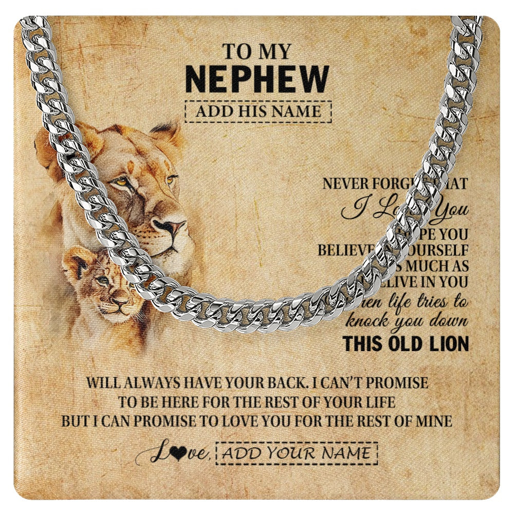 Personalized To My Nephew Gifts From Aunt Auntie Lion Necklace I Love You Nephew Birthday Gifts From Aunt Graduation Christmas Custom Gift Box Message Card