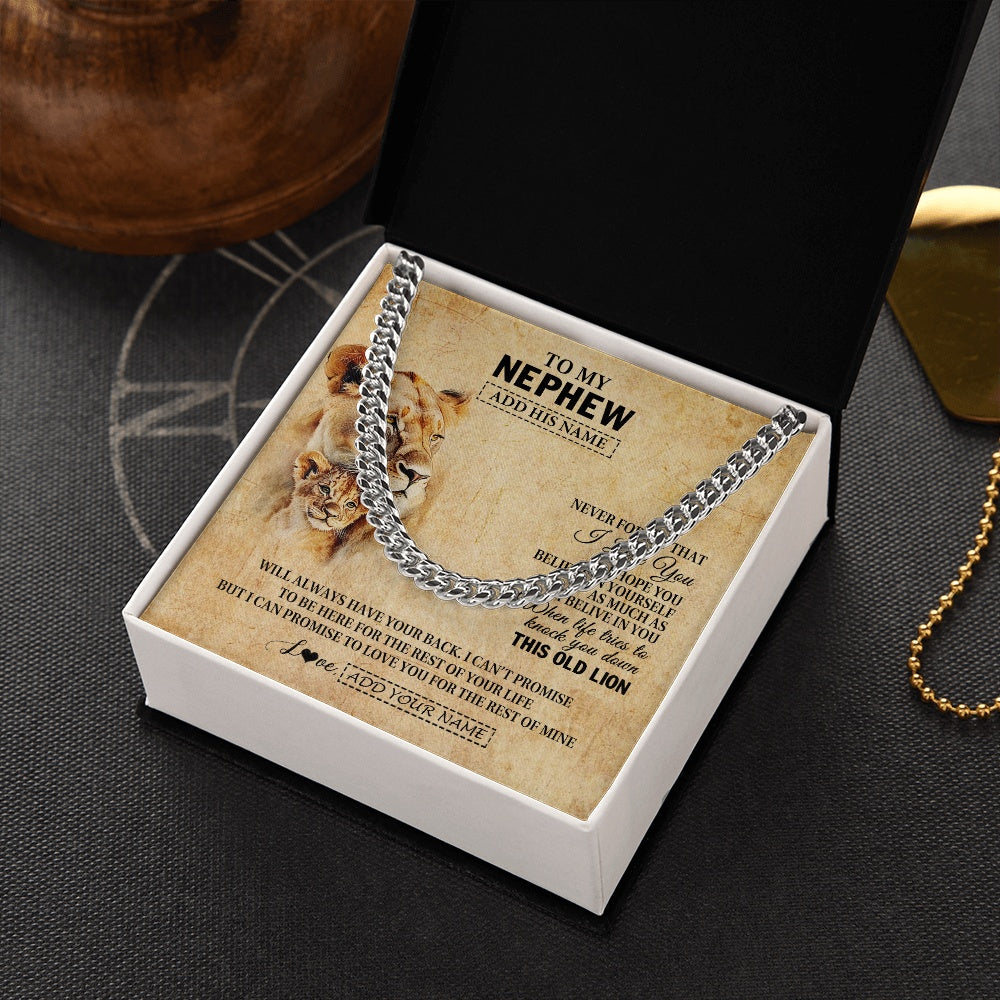Personalized To My Nephew Gifts From Aunt Auntie Lion Necklace I Love You Nephew Birthday Gifts From Aunt Graduation Christmas Custom Gift Box Message Card