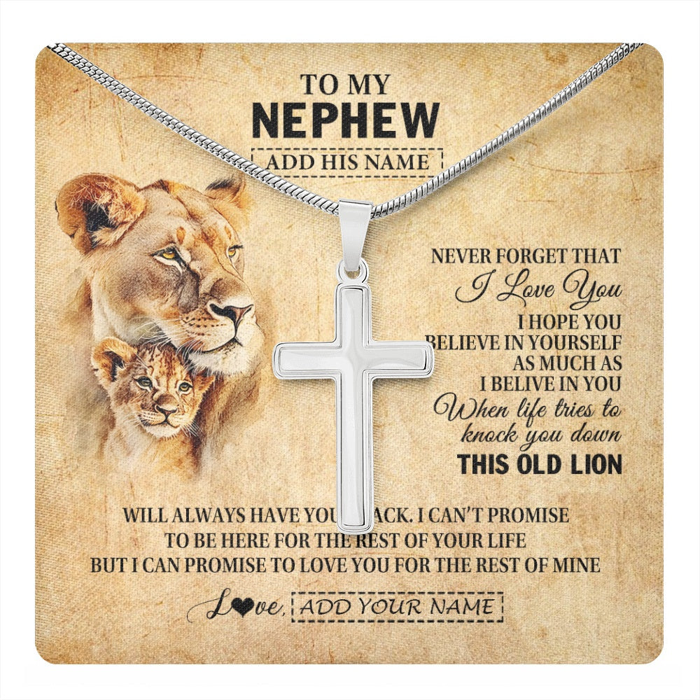 Personalized To My Nephew Gifts From Aunt Auntie Lion Necklace I Love You Nephew Birthday Gifts From Aunt Graduation Christmas Custom Gift Box Message Card