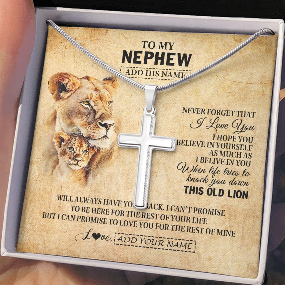 Personalized To My Nephew Gifts From Aunt Auntie Lion Necklace I Love You Nephew Birthday Gifts From Aunt Graduation Christmas Custom Gift Box Message Card