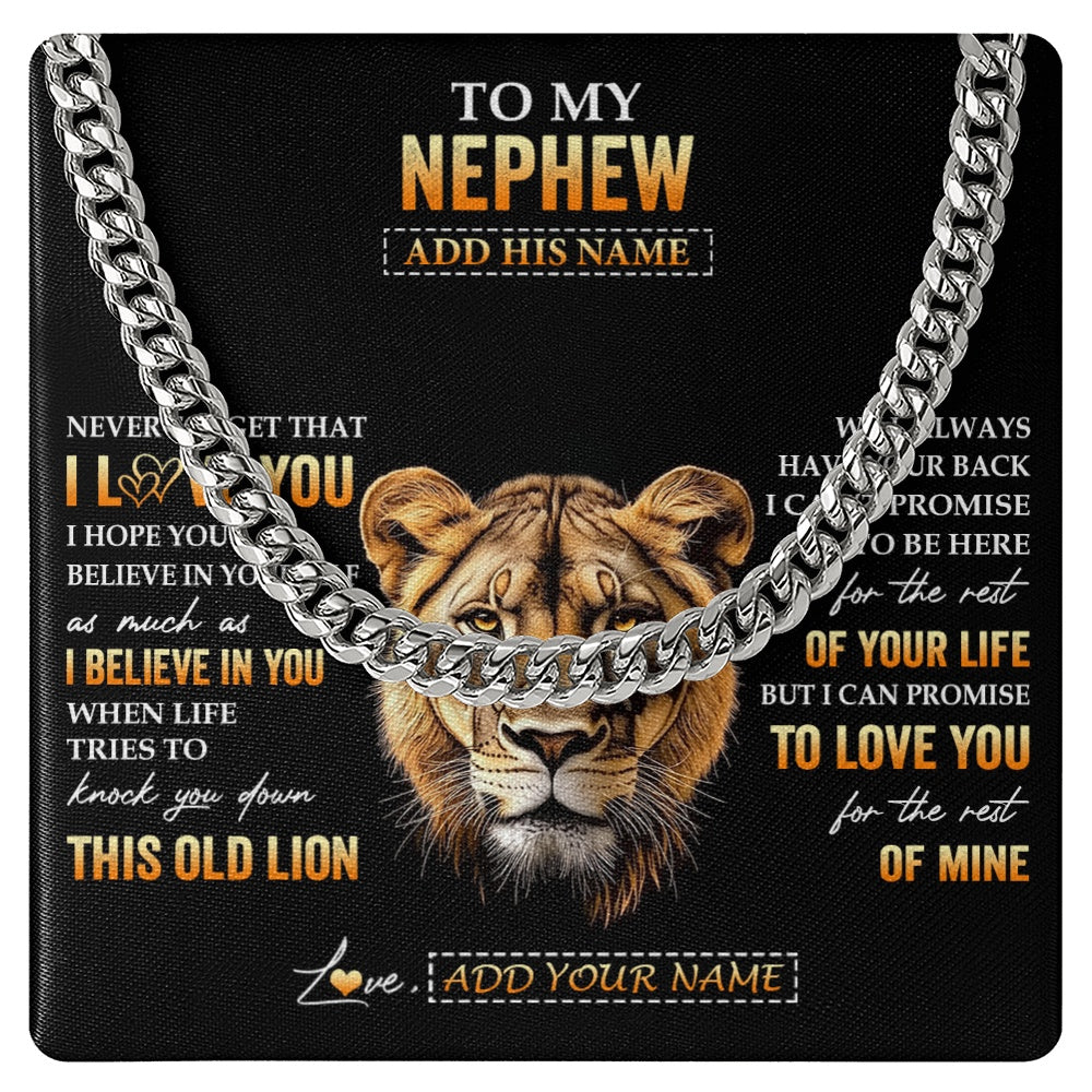 Personalized To My Nephew Gifts From Aunt Auntie Necklace Old Lion Love You Nephew Birthday Gifts Graduation Christmas Customized Gift Box Message Card