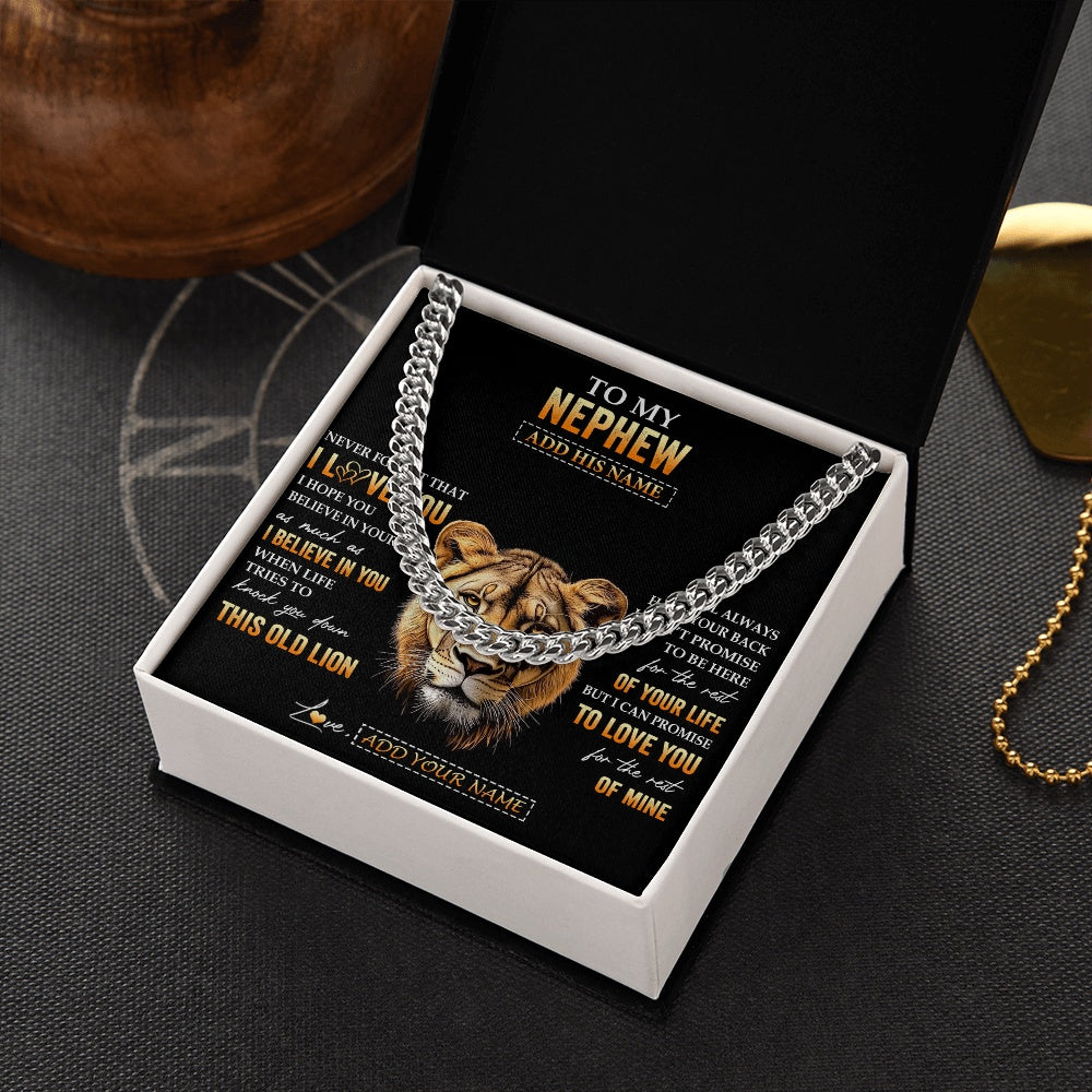 Personalized To My Nephew Gifts From Aunt Auntie Necklace Old Lion Love You Nephew Birthday Gifts Graduation Christmas Customized Gift Box Message Card